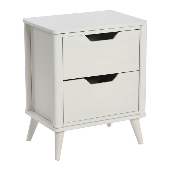 Solid Wood Nightstand with 2 Storage Drawers - - 37176442