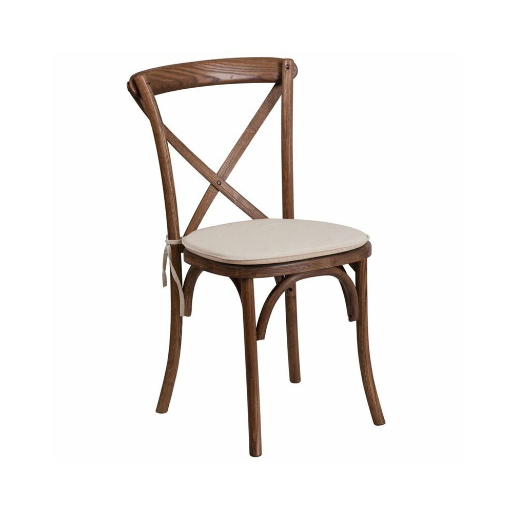 Cross Back Chair With Cushion Pecan Oak - 20x35 - Overstock - 37179723