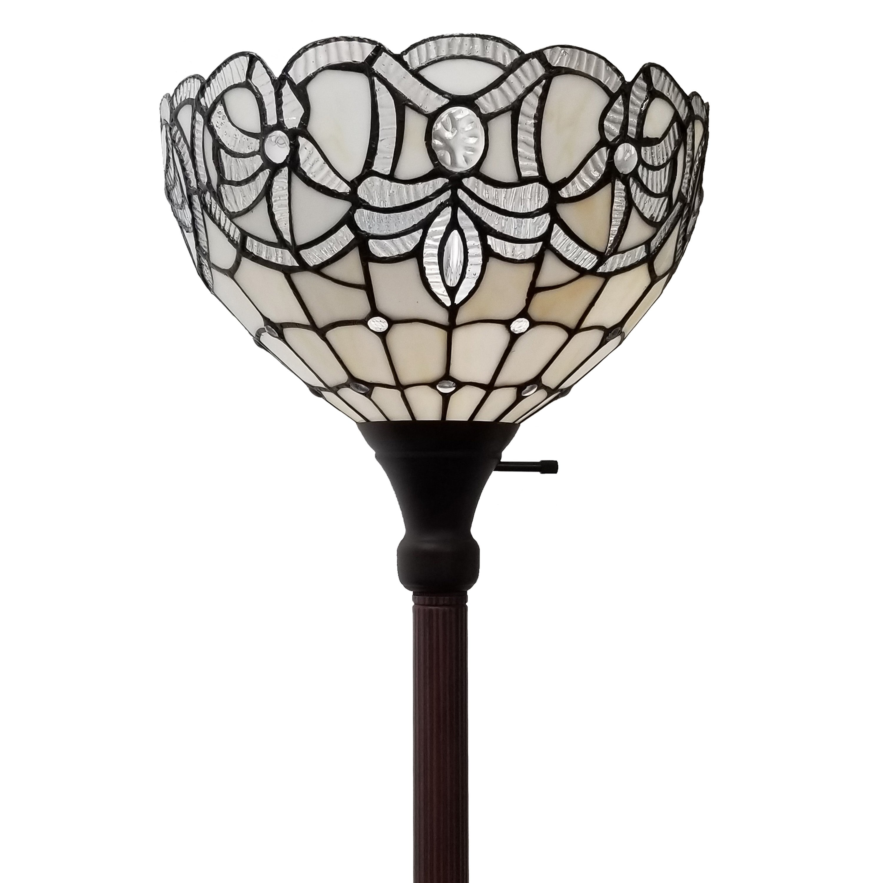 Tiffany Style White Torchiere Floor Lamp 72 Tall AM284FL12B Amora Ligh