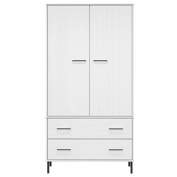 vidaXL Solid Wood Pine Wardrobe with Metal Legs OSLO Armoire Multi Col