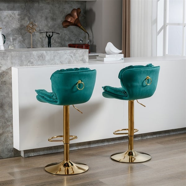 Swivel Velvet Counter Height Adjustable Dining Barstools(Set of 2) - O