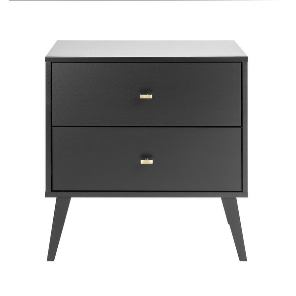 Milo Mid Century Modern Bedroom Nightstand, 2-Drawer, Black - - 372635