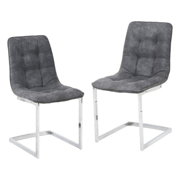 Set of 2 Dining Chairs Kitchen Upholstered Chair Grey - 18x34 - Overst