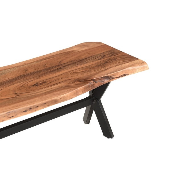 Sienna 69 Live Edge Wood X-leg Dining Bench - Overstock - 36058505