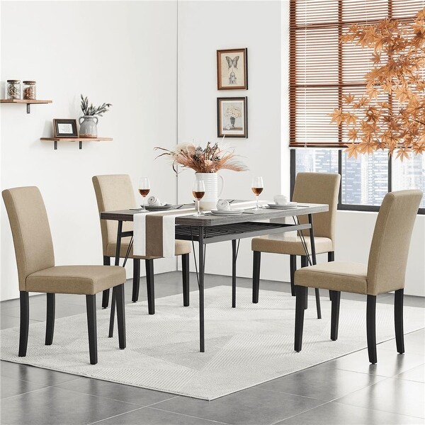 4pcs Fabric Upholstered Parson Dining Chairs for Home, Dark Gray - Ove