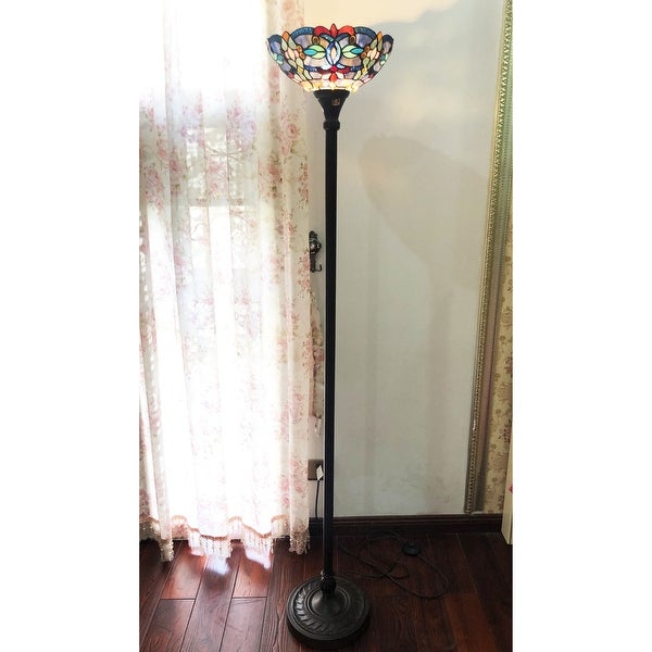 Gracewood Hollow Chopra Tiffany-style Antique Bronze Floor Lamp - Over