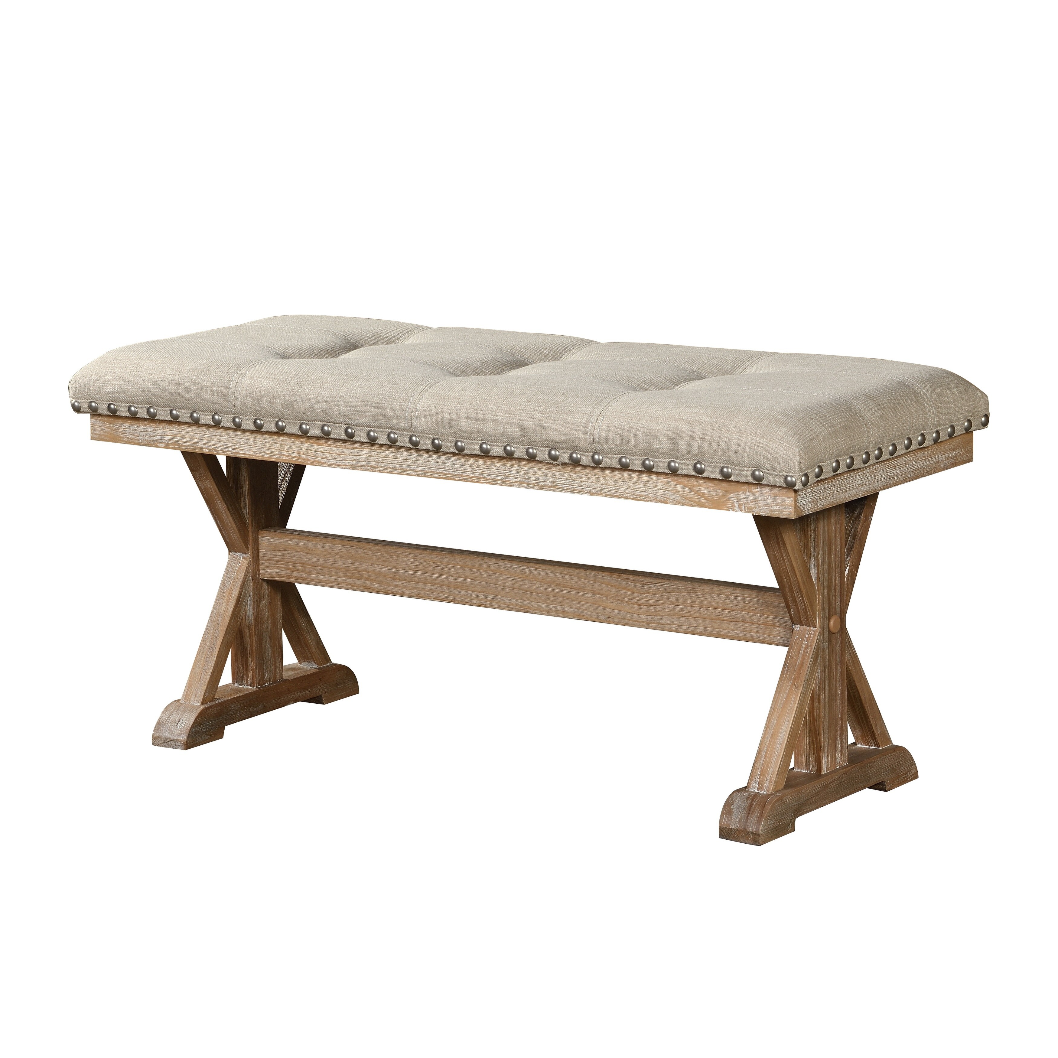 Best Quality Furniture Linen Dining Bench with Nailhead Trim - Oversto