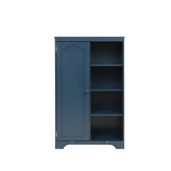 Wooden Side Cabinet Storage Closet with 1Door and 4-Shelf - - 36702866