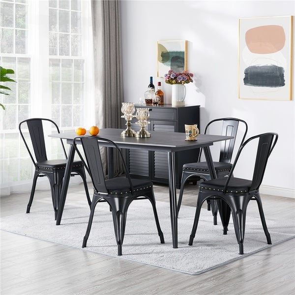 Yaheetech Pack of 4 Metal Dining Chairs for Indoor Outdoor Bistro Cafe