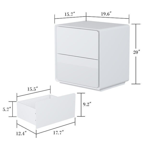 LED Nightstand White Modern Nightstand LED Night Stand Bedside Table -