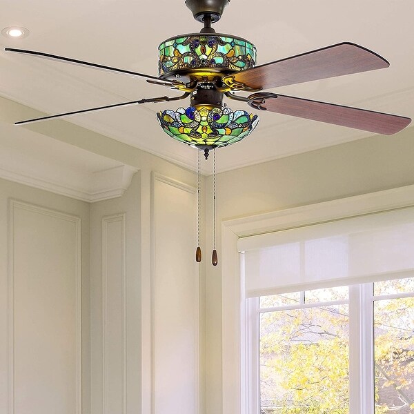 Stained Glass Magna Carta LED Ceiling Fan - 52