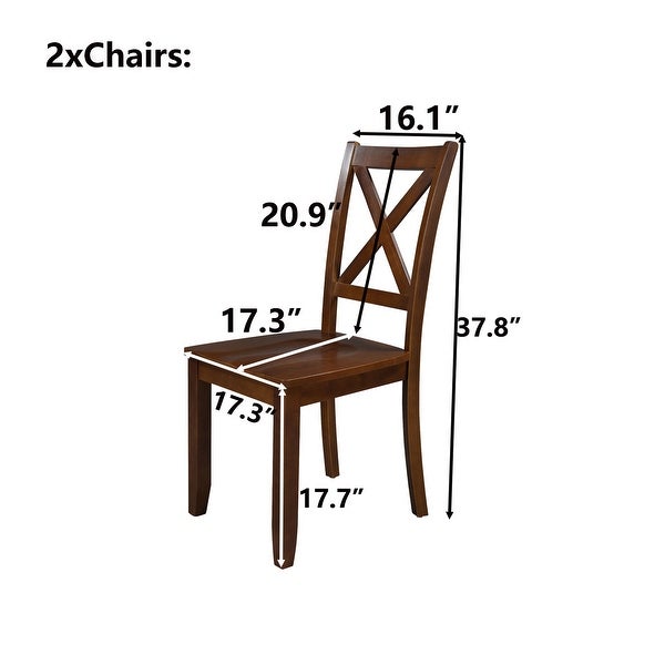 2-Piece X-Back Wood Breakfast Nook Dining Chairs for Small Places - Ov