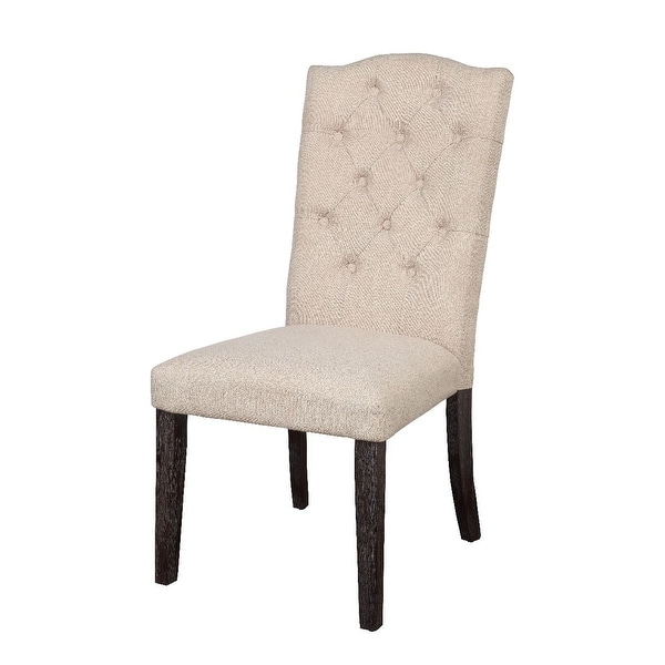 Gerardo Side Chair (Set-2) in Beige Linen & Weathered Espresso - Overs