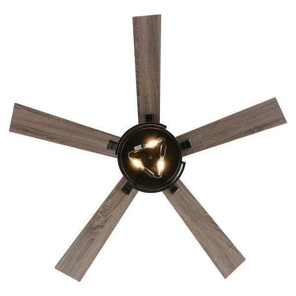 52 in. Indoor Black Ceiling Fan with Light Kit and Remote Control Incl