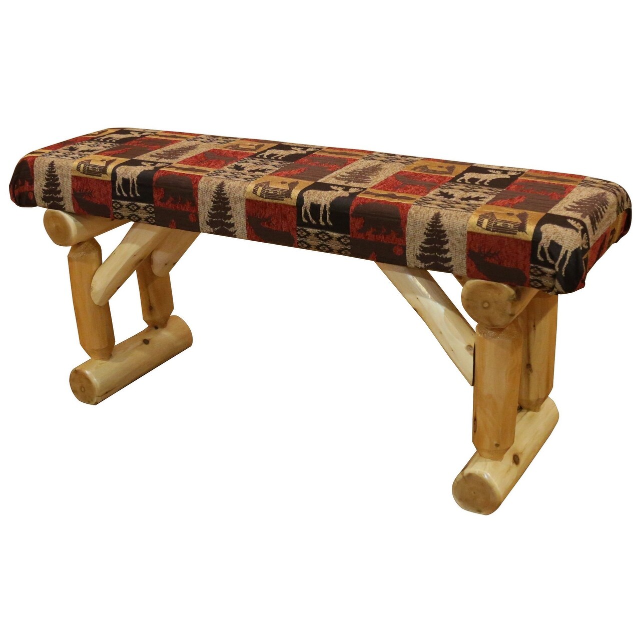 White Cedar Log - Upholstered Bench - Overstock - 34842910