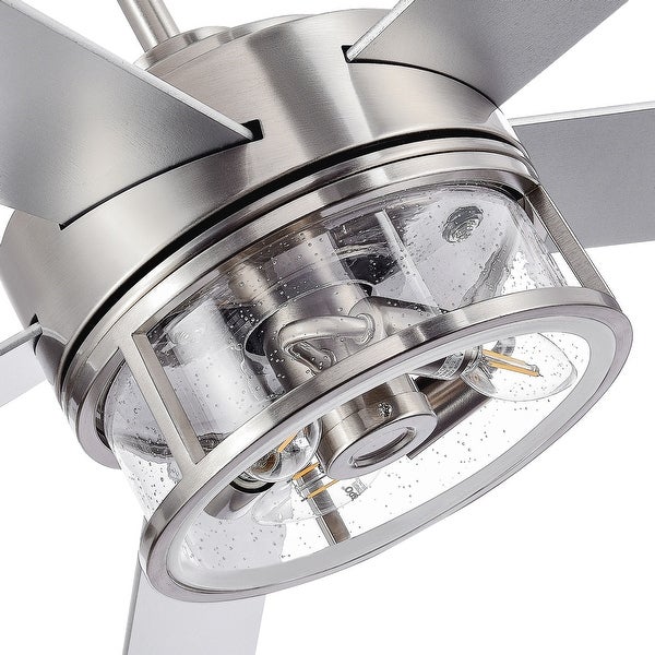 60 In Brushed Nickel Ceiling Fan with Light Remote(5-blade) | Overstoc