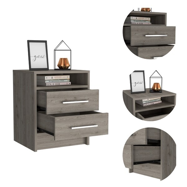 Minimalist Nightstand with 2-Drawer 1-Shelf, Superior Top, Bedside Tab