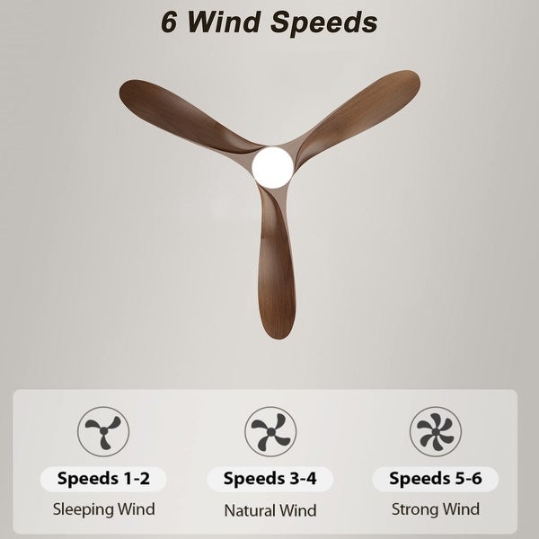 FAMAPY 60 LED Light 3-Blades Wood Ceiling Fan with Remote Control