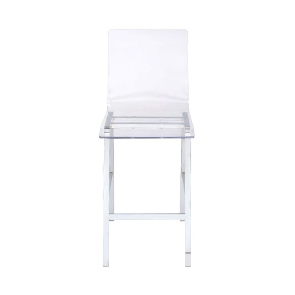 Set of 2 Counter Height Chairs, Clear Acrylic and Chrome - Overstock -