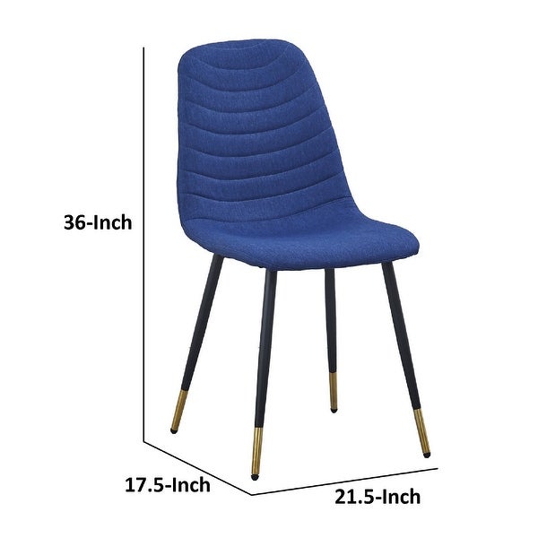 Gem 17 Inch Modern Metal Dining Chairs, Velvet Tufted, Set of 4, Blue