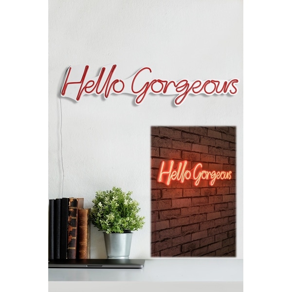 29.5 Novelty Hello Gorgeous Led Neon Sign Wall Décor - Overstock - 36