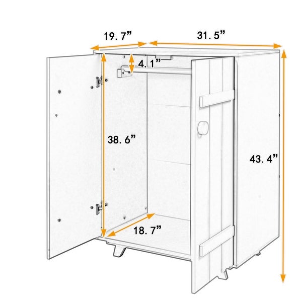 Modern Freestanding Wardrobe Cabinet with Hanging Rod 2 Doors, Wooden