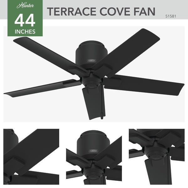 Hunter 44 Terrace Cove Outdoor Low Profile Ceiling Fan and Pull Chain