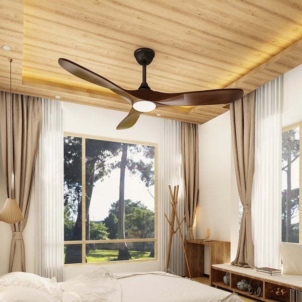 FAMAPY 60 LED Light 3-Blades Wood Ceiling Fan with Remote Control