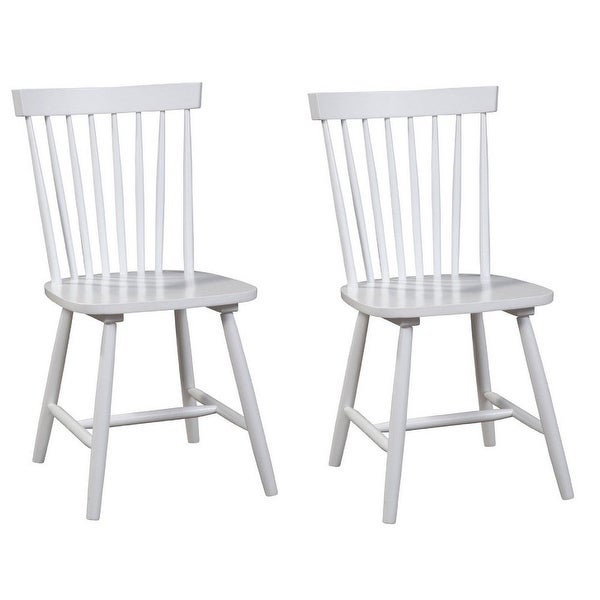 Ray 18 Inch Dining Side Chair, Rubberwood, Windsor Back, Set of 2, Bla