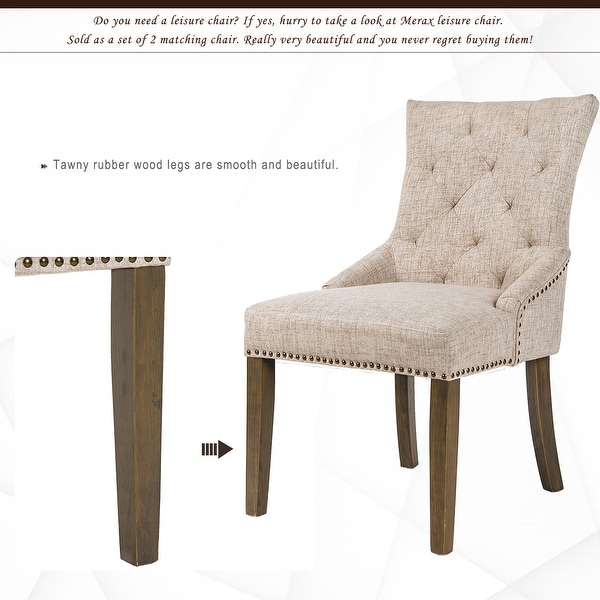 Dining Chair with Armrest,Nailhead Trim and Diamond Shaped Back Tuftin