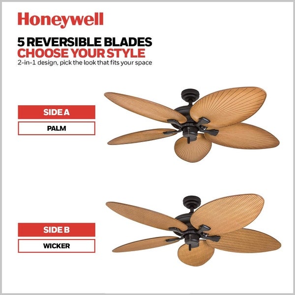 Honeywell Palm Valley Bronze Tropical Ceiling Fan with Palm Leaf Blade