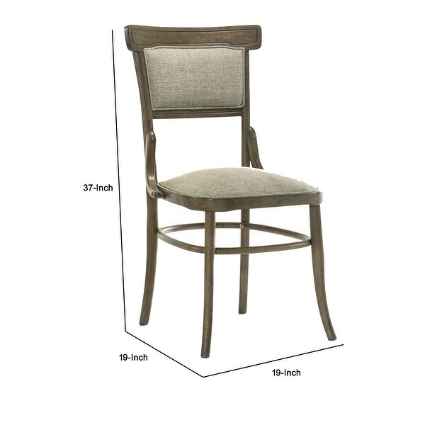 19 Inch Wood Dining Chair, Padded Back with Inward Curving Top, Brown