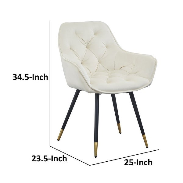 Alix 25 Inch Modern Dining Chair, Button Tufted, Set of 2, White, Blac