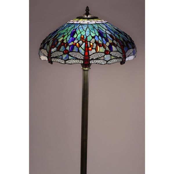 Copper Grove Simeonov Tiffany-style Blue Dragonfly Floor Lamp - Overst