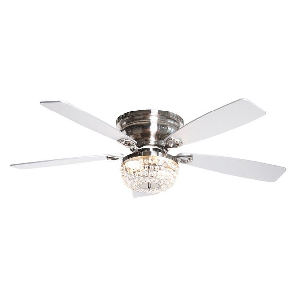 48 Metal 5-Blades Crystal Hugger Ceiling Fan - Overstock - 33181308