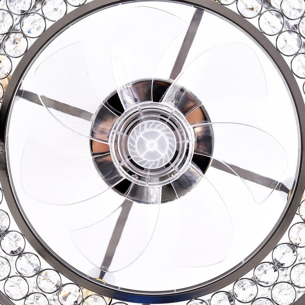 18'' Modern Silver Crystal Caged Invisible Ceiling Fan with Remote | O