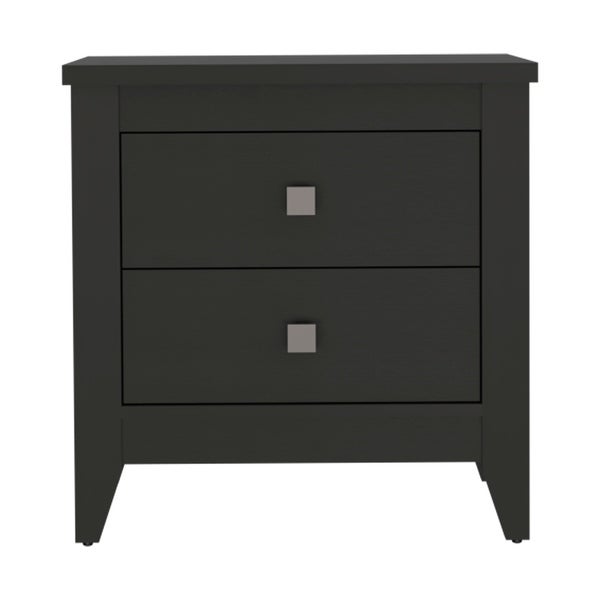 Contemporary Style 2-Drawers 4-Tapered Legs Bedside Table, Superior To