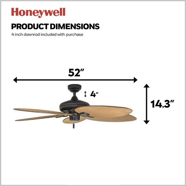 Honeywell Palm Valley Bronze Tropical Ceiling Fan with Palm Leaf Blade