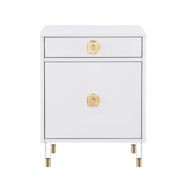 Nicole Miller Tiffany High Gloss 1-drawer Nightstand with Acrylic Legs