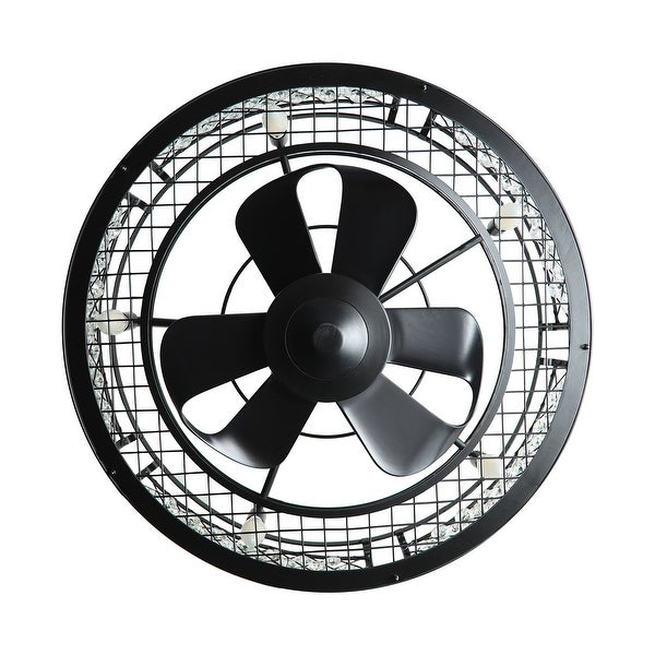 27 in. Black Crystal Ceiling Fan with Light and Remote Control | Overs