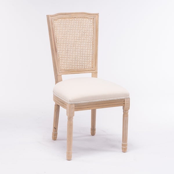 2pcs French Style Dining Chair with Square Rattan Backrest - Overstock