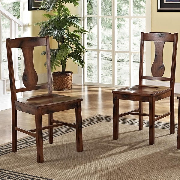 Rocky Hill 2-Piece Solid Wood Dining Chairs - Dark Oak - Overstock - 3