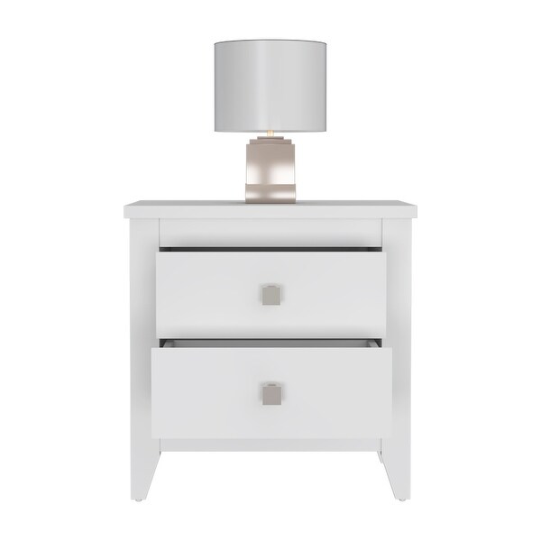 Contemporary Style 2-Drawers 4-Tapered Legs Bedside Table, Superior To