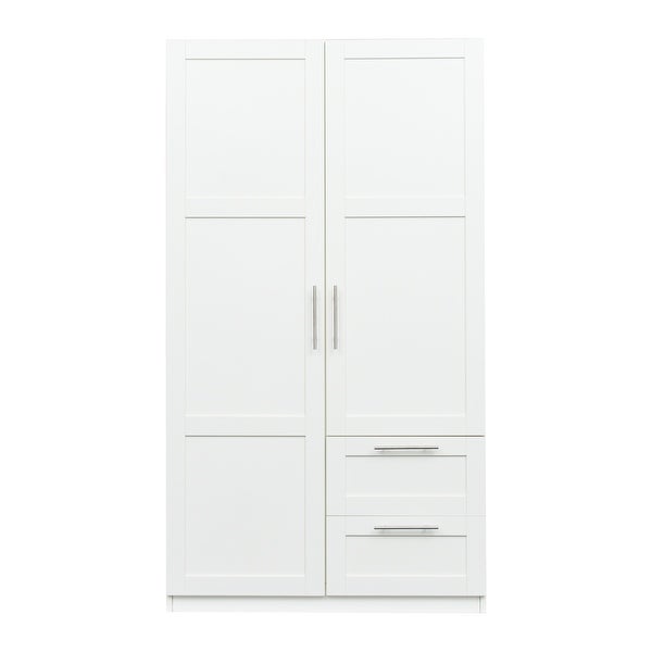 High wardrobe and kitchen cabinet with 2 doors, 2 drawers and 5 storag