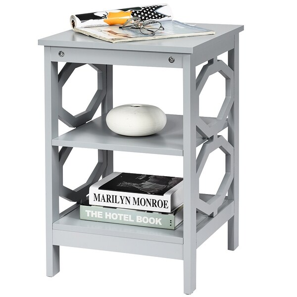 Costway 3-tier Nightstand Sofa Side End Accent Table Storage Display -