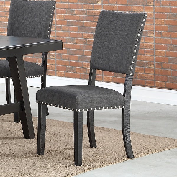 Set of 2 Upholstered Fabric Dining Chairs wiht Sturdy Wooden Frame - O