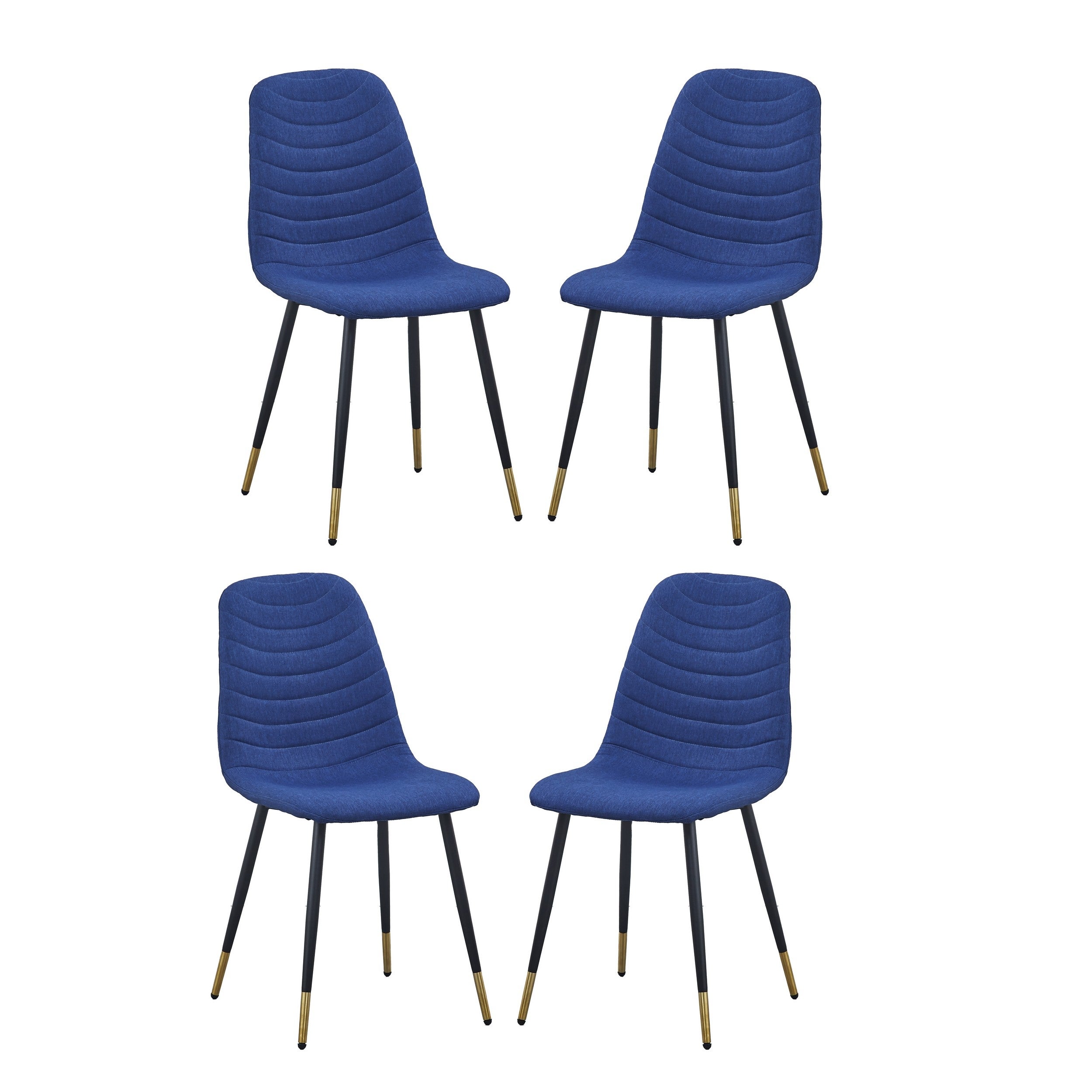 Gem 17 Inch Modern Metal Dining Chairs, Velvet Tufted, Set of 4, Blue