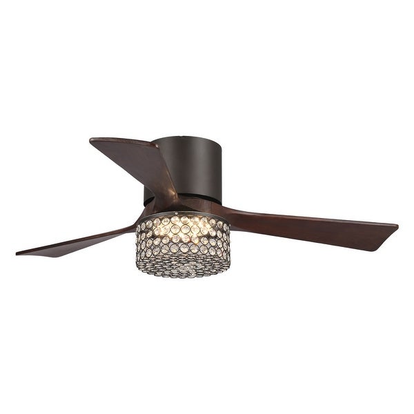 48 Oil-rubbed Bronze Crystal Hugger LED Ceiling Fan with Remote | Over