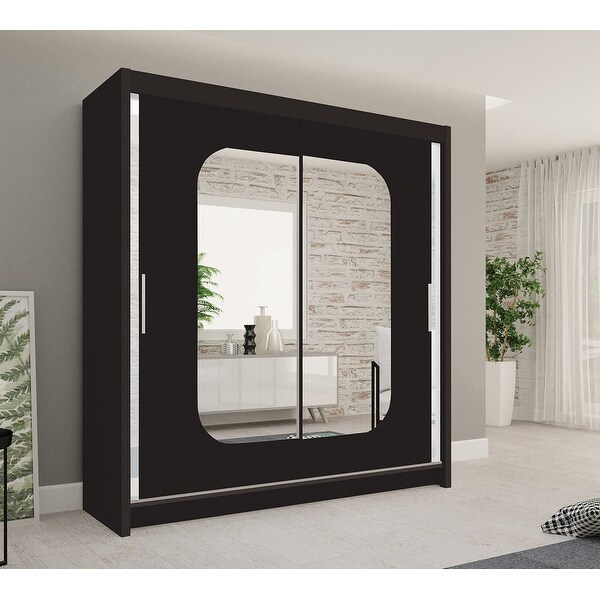 Manchester Modern Wooden Wardrobe - Armoire with Mirror - 59 Inch Wide