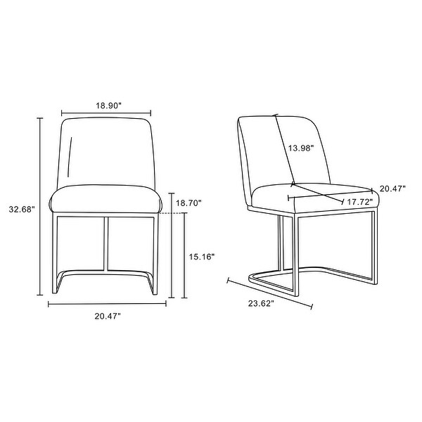 Manhattan Comfort Serena Faux Leather Dining Chair in Light Grey (Set